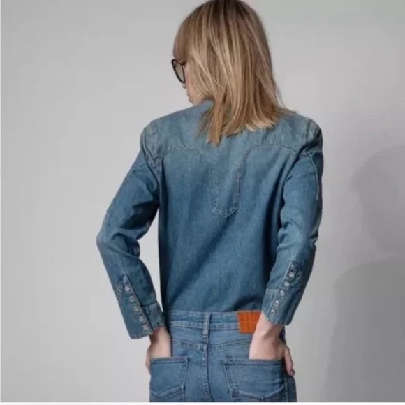 Zadig & Voltaire Thelmus Denim Western Snap Front Shirt XS - Picture 3 of 9
